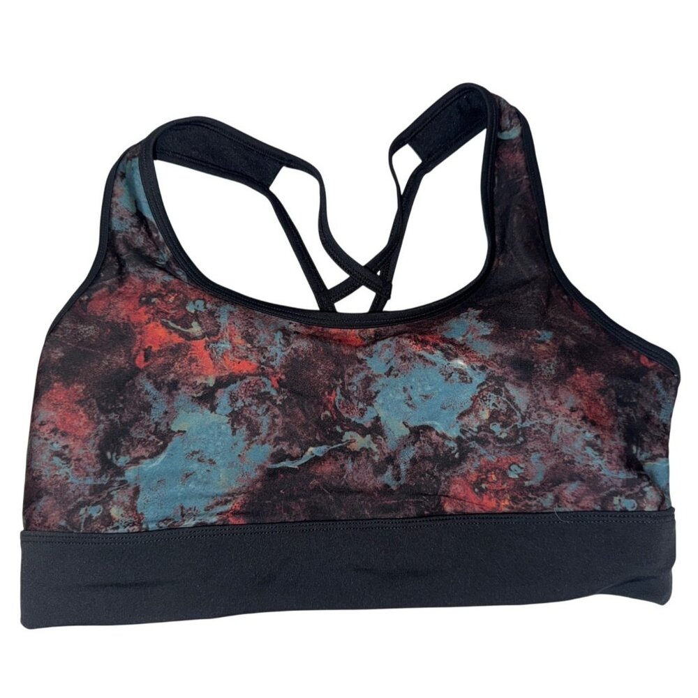 Cycle House Marika Womens Sports Bra L Blue Marbled Artsy Moonlit Ocean Oxidize